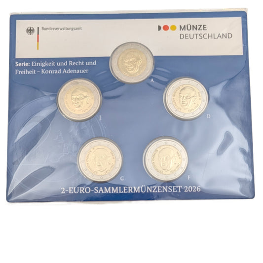 Konrad Adenauer, Set mit allen fünf Prägestätten