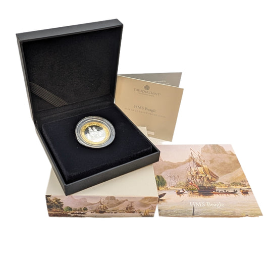 Schlachtschiff HMS Beagle mit Goldapplikation