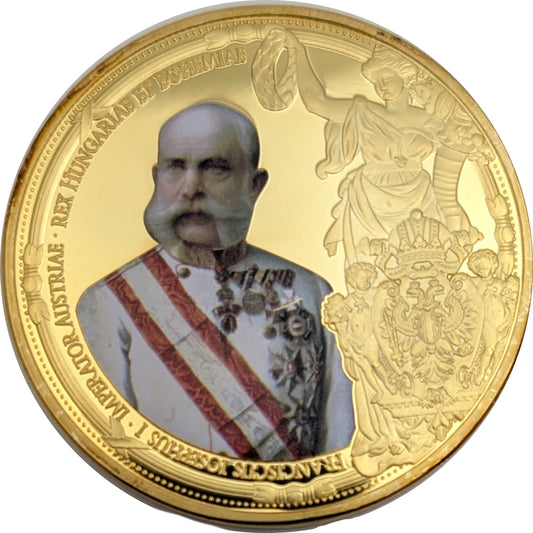 Franz Joseph I., mit 24-Karat vergoldet, farbig, Swarovskisteine