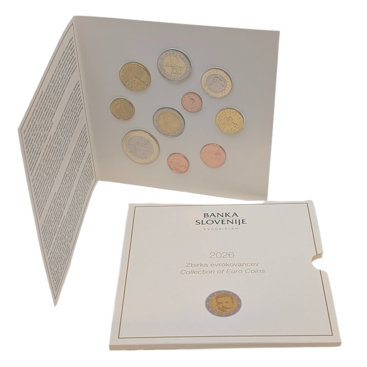KMS Kursmünzensatz, 1 Cent - 2x 2 Euro + 3 Euro / Srecko Kosovel