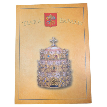 Papstkronen, Tiara Papalis, vergoldet und Farbdruck, mit 3 Rubinen revers