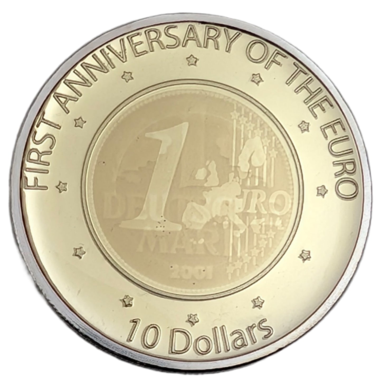 First Anniversary of the Euro, mit Hologramm gummiert 1DM/1€