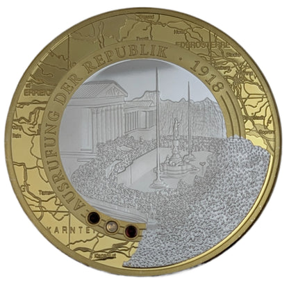 Ausrufung der Republik 1918 - 100 Jahre Österreich, teilvergoldet, teilversilbert, farbig, Swarovskisteine
