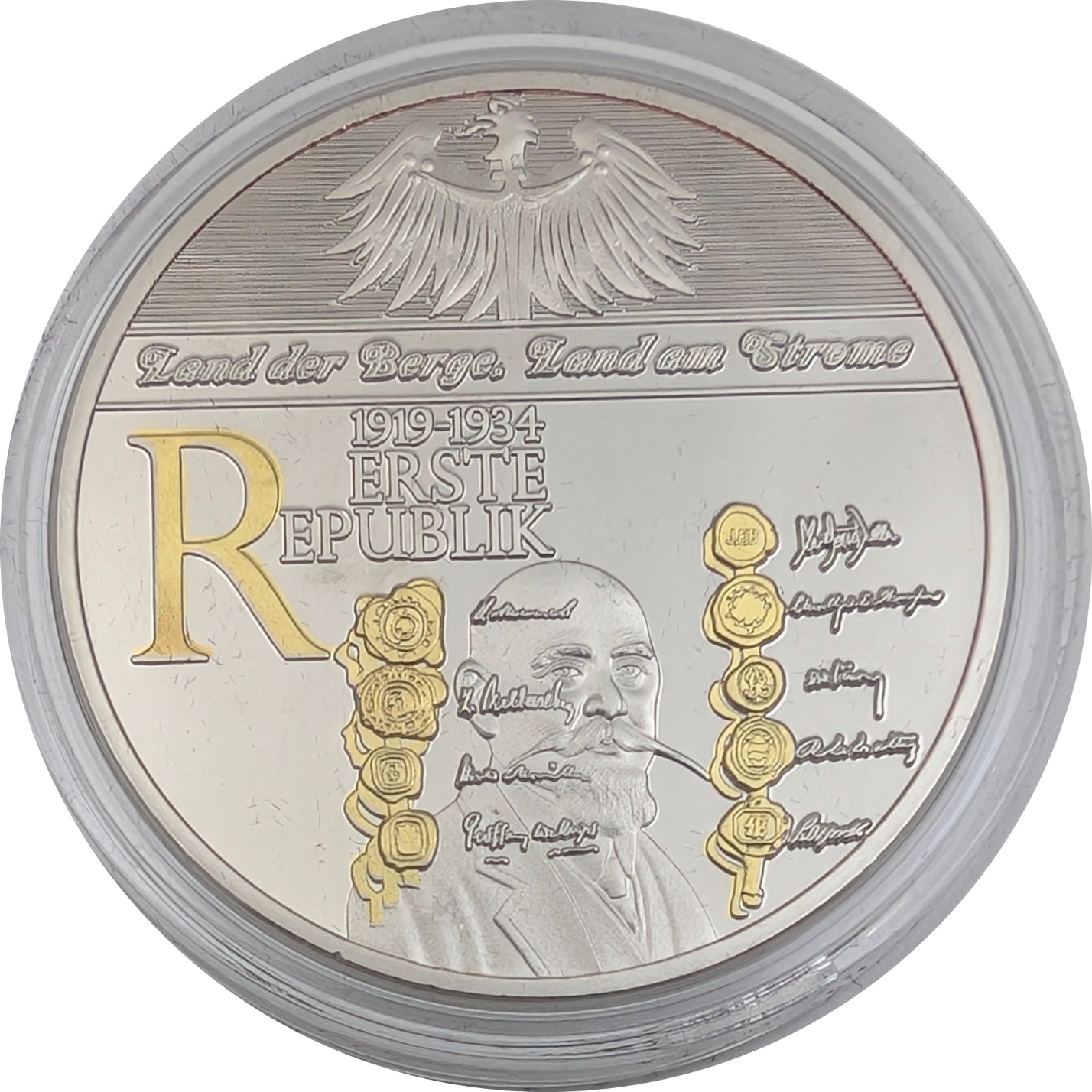 Austria Set, 7-teilig, Land der Berge, Land am Strome, mit Goldapplikation