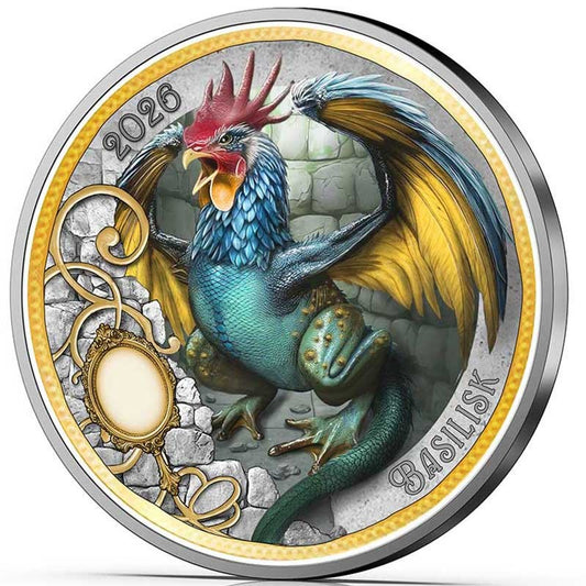 04/12 Der Basilisk - König der Schlangen, Fabelwesen, Fabelwesen, farbig, leuchtet mit UV-Taschenlampe