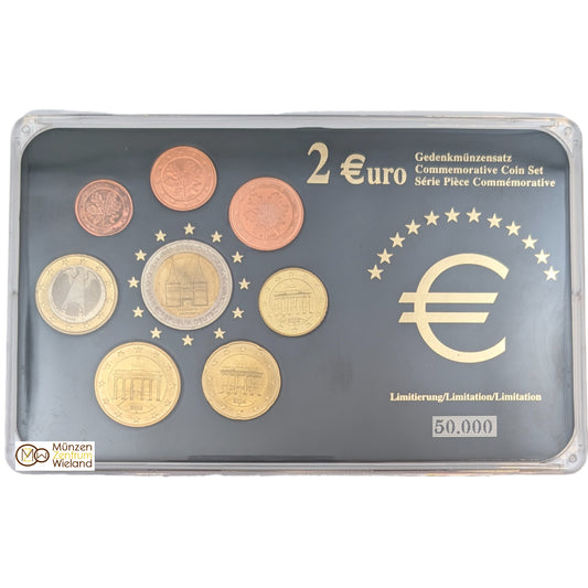 KMS Kursmünzensatz / Typensatz mit 2 € Schleswig-Holstein 2006, 1 Cent - 2 Euro diverse Jahre