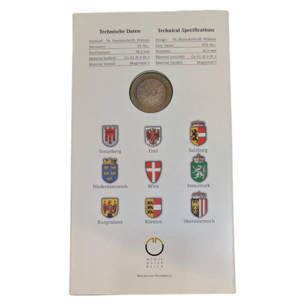 Ferdinand Porsche, Blister/Folder – Muenzenzentrum Wieland