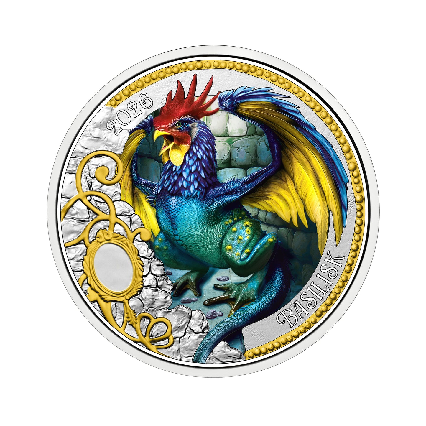04/12 Der Basilisk - König der Schlangen, Fabelwesen, Fabelwesen, farbig, leuchtet mit UV-Taschenlampe