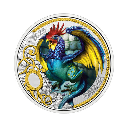 04/12 Der Basilisk - König der Schlangen, Fabelwesen, Fabelwesen, farbig, leuchtet mit UV-Taschenlampe