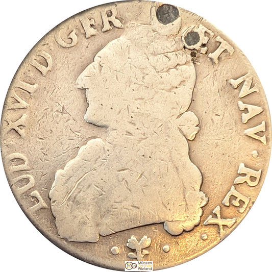 Ludwig XVI., gelocht und gestopft an der Stelle des Münzzeichens