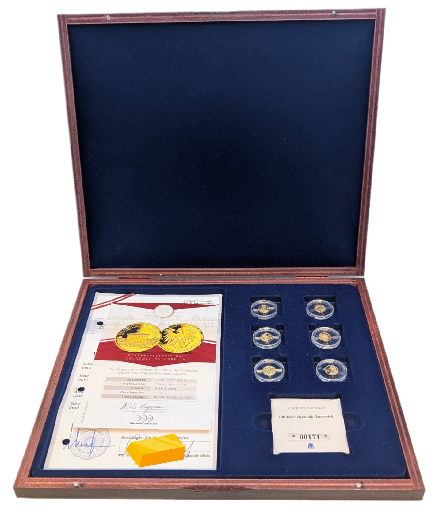 100 Jahre Österreich - Set mit 6x Minigold