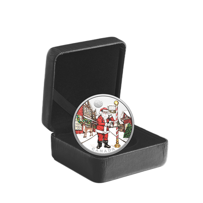 Santa Claus, colored, glowing/leuchtet mit Taschenlampe