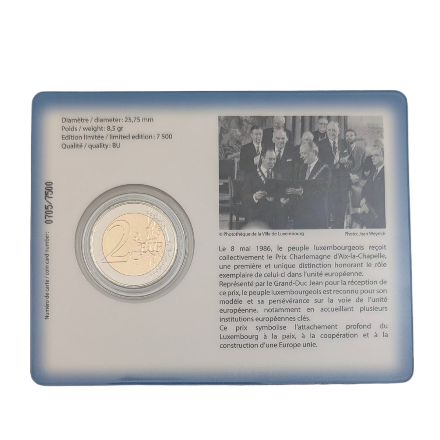 40th Anniversary Awarding International Charlemagne, Coincard