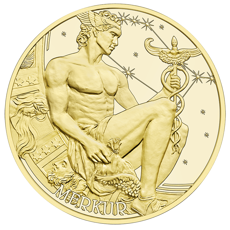 Jahr des Merkur, Kalendermedaille, Silber vergoldet