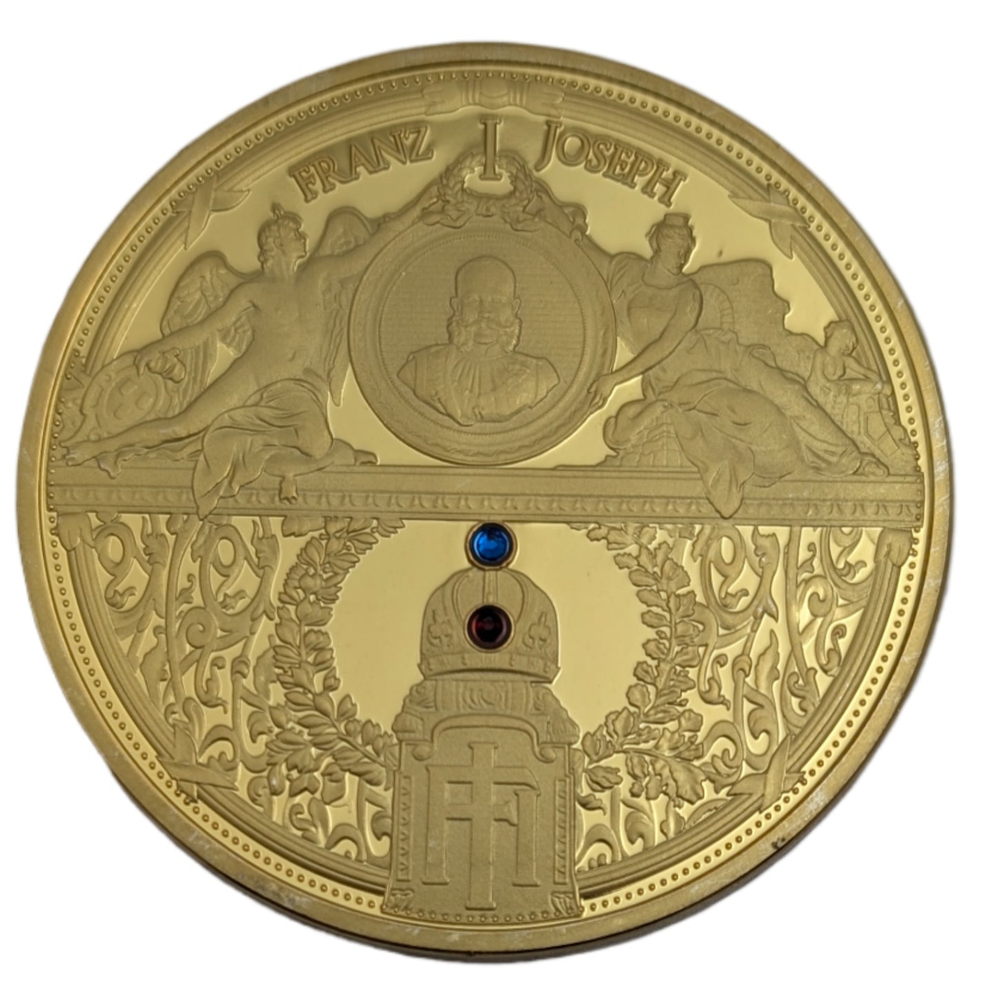 Franz Joseph I., mit 24-Karat vergoldet, farbig, Swarovskisteine