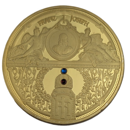 Franz Joseph I., mit 24-Karat vergoldet, farbig, Swarovskisteine