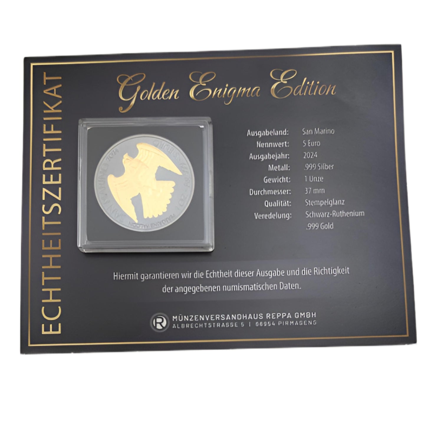 Peregrin Falcon - Enigma Edition, mit Schwarz-Ruthenium und Gelbgold veredelt