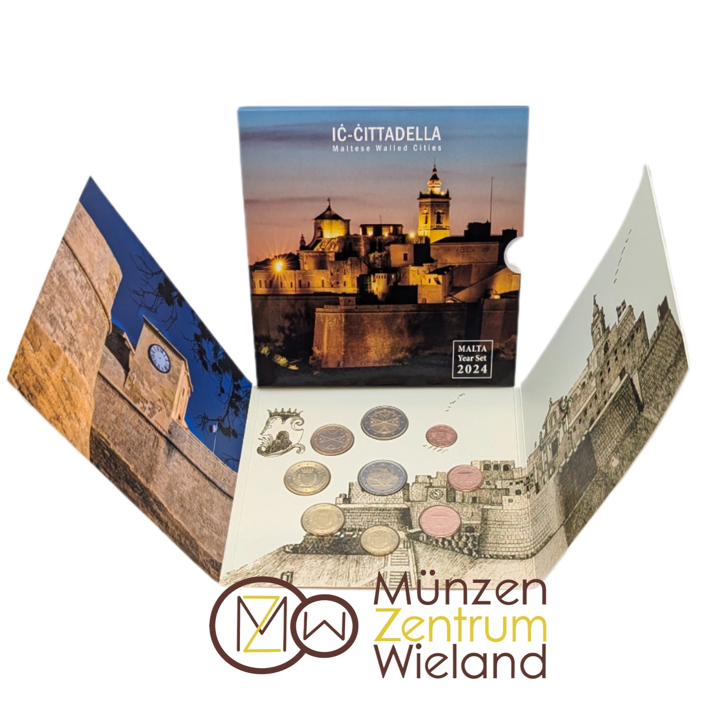 KMS Kursmünzensatz IC-Cittadella, mit 2 € Zitadelle Gozo, Maltese Walled Cities/Befestigte Städte Maltas