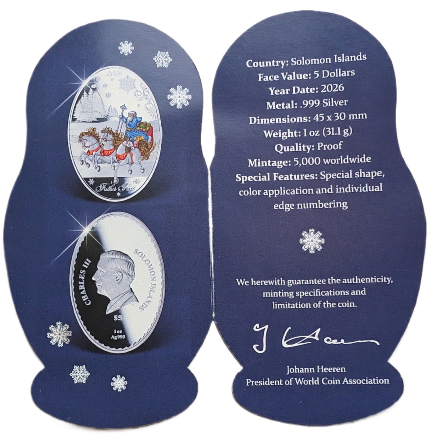 Father Frost / Väterchen Frost, farbig, oval, Weihnachtsmünze