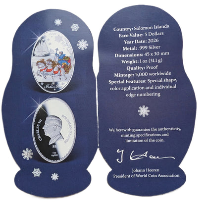 Father Frost / Väterchen Frost, farbig, oval, Weihnachtsmünze