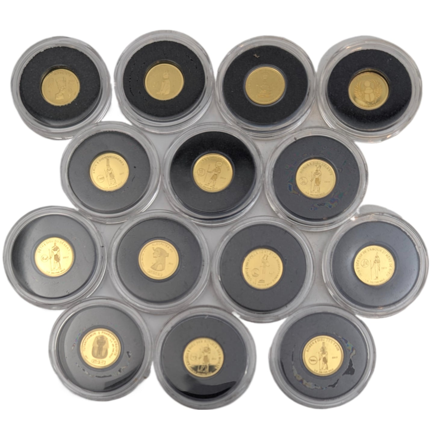 Ägyptische Pharaonen und Götter, 14-coin-set, Luxusbox mit Lupe