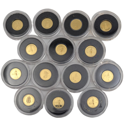 Ägyptische Pharaonen und Götter, 14-coin-set, Luxusbox mit Lupe