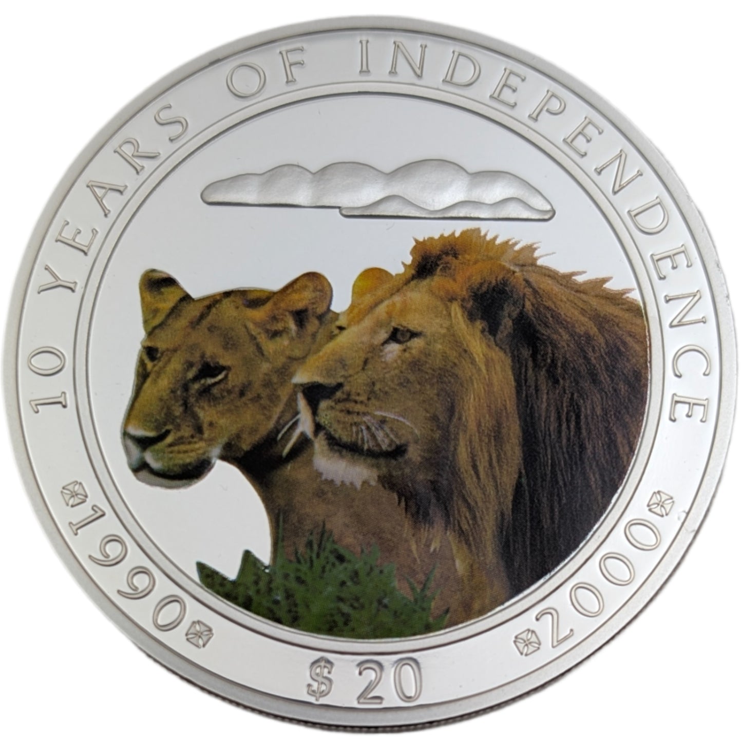 10 Years of Independence/10 Jahre Unabhängigkeit, Löwenpaar, colored/farbig