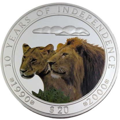 10 Years of Independence/10 Jahre Unabhängigkeit, Löwenpaar, colored/farbig