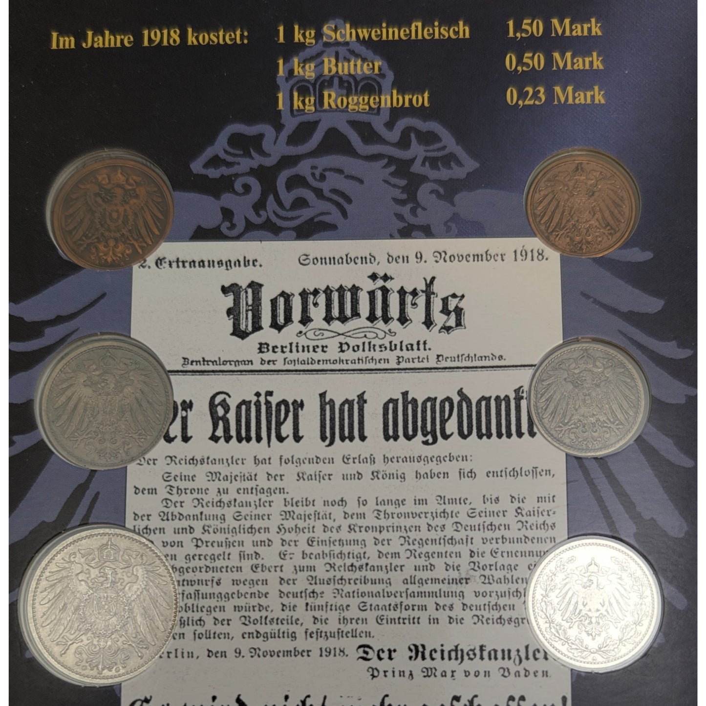 KMS Kursmünzensatz/Typenset 1 Pfennig-1 Mark, Das Deutsche Kaiserreich zur Zeit Wilhelm II.