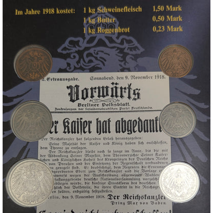 KMS Kursmünzensatz/Typenset 1 Pfennig-1 Mark, Das Deutsche Kaiserreich zur Zeit Wilhelm II.