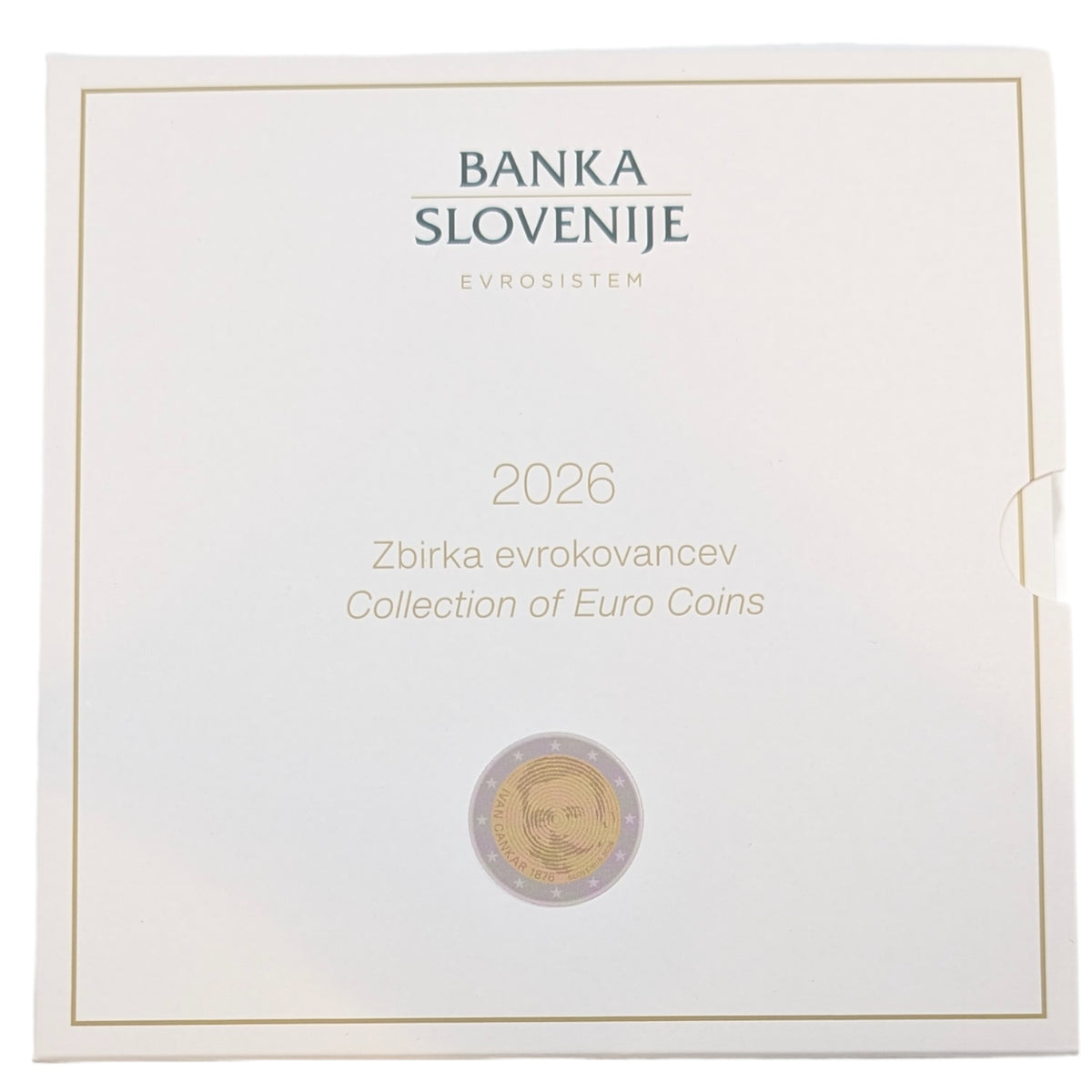 KMS Kursmünzensatz, 1 Cent - 2x 2 Euro + 3 Euro / Srecko Kosovel