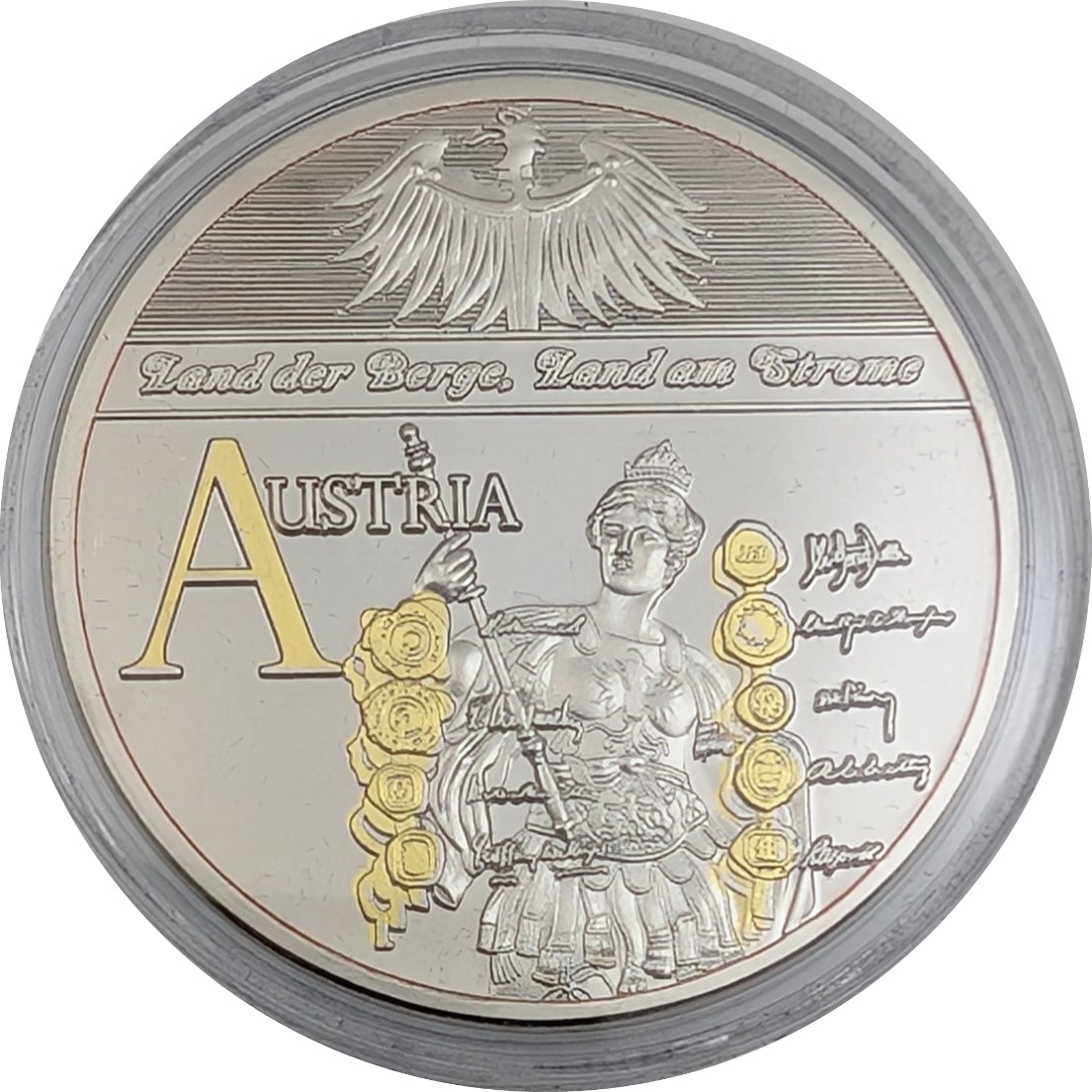 Austria Set, 7-teilig, Land der Berge, Land am Strome, mit Goldapplikation