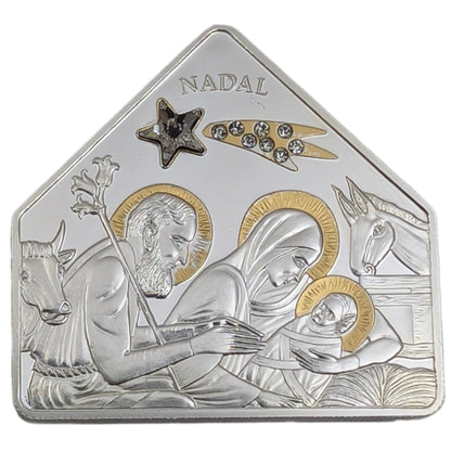 Weihnachten, Christi Geburt, Stall in Bethlehem, teilvergoldet, Swarovskikristalle