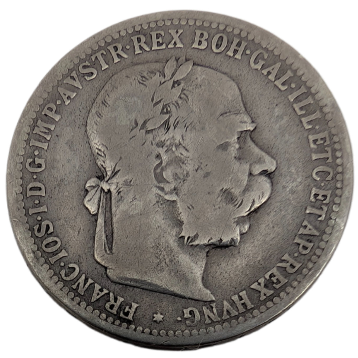 Franz Joseph I., Habsburg,  Kopf mit Lorbeerkranz, ohne St. Schwartz