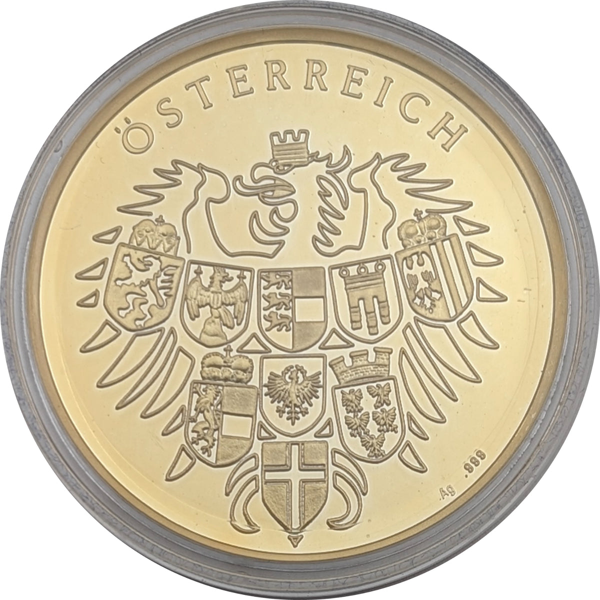 75 Jahre Schilling, Silber mit 24-Karat Vergoldung