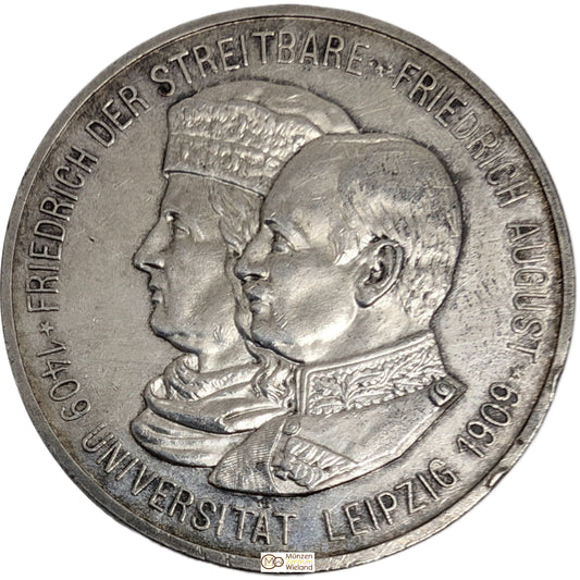 Sachsen, Friedrich August III., 500 Jahrfeier Universität Leipzig / Friedrich der Streitbare, Muldenhütten, Randfehler