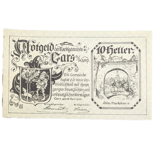 Notgeld der Marktgemeinde Gars am Kamp, Niederösterreich