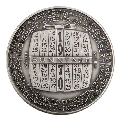 Kalendermedaille, Jahresregent Merkur, Bronze versilbert