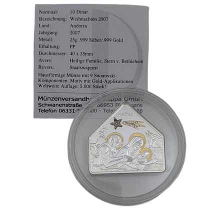 Weihnachten, Christi Geburt, Stall in Bethlehem, teilvergoldet, Swarovskikristalle