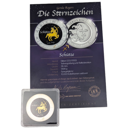 Sternzeichen Schütze - Gerda Rogers, teilvergoldet, teilkoloriert