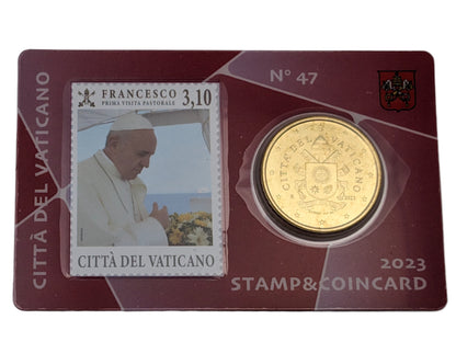 #47 Briefmarke € 3,10 und Coincard 50 Cent, rot