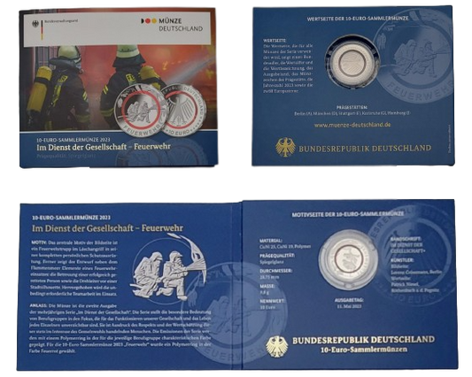 Feuerwehr - Im dienst der Gesellschaft, mit rotem Polymerring, Ø 28,75 mm, Ausgabe 11.5.2023